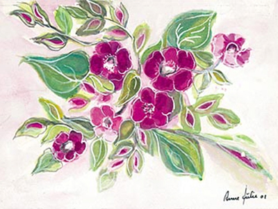 Maleri med lilla blomster