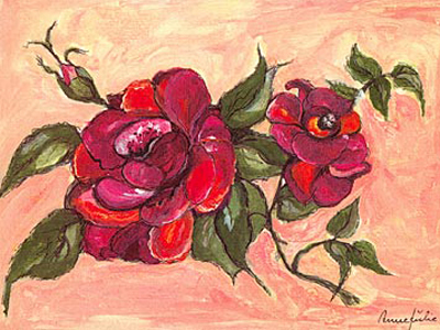 Smukt maleri af blomstrende rose